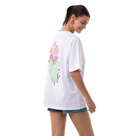 Be Happy Overisize Beyaz T-Shirt