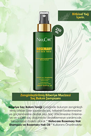 NatuCare Saç Oluşumunu Destekleyen Yoğunlaştırıcı ve Güçlendirici Biberiye Saç Toniği 250ML