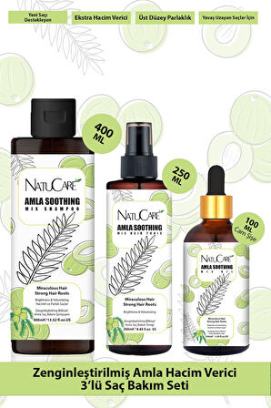 NatuCare Zenginleştirilmiş Hacim Verici Amla 3'lü Saç Bakım Seti
