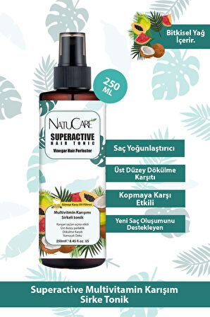 NatuCare Dökülme Karşıtı ve Güçlendirici Multivitamin Sirkeli Tonik 250ML