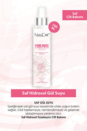 NatuCare Gözenek Sıkılaştırıcı ve Arındırıcı %100 Saf ve Doğal Hidrosol Gül Suyu 150ML