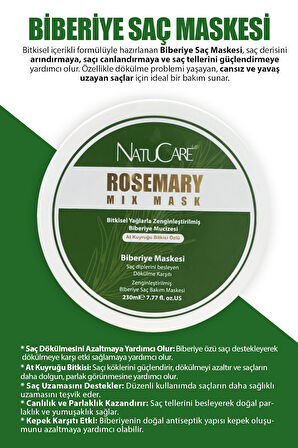 NatuCare Besleyici, Onarmaya Yardımcı, Dökülme Karşıtı Biberiye Saç Bakım Maskesi 230ml