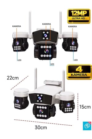 O-KAM OK-206W Wifi 12MP 4 Lens AOV Sirenli Gece Görüş Sesli Akıllı Güvenlik Kamerası Kişi Takibi 