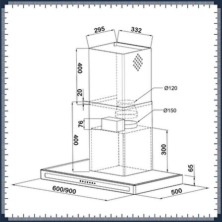 Kügerr F10S - 60 cm İnox Duvar Tipi Davlumbaz
