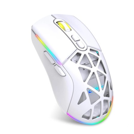 Nexus Air Pro Kablosuz 24.000 Dpi Pixart PMW3311 Sensör Makro Yazılımlı & Değiştirilebilir Kapaklı RGB Kablosuz Gaming Mouse - Beyaz (2.4 GHz Kablosuz + BT5.1 + Type-C ile Kullanım Desteği)