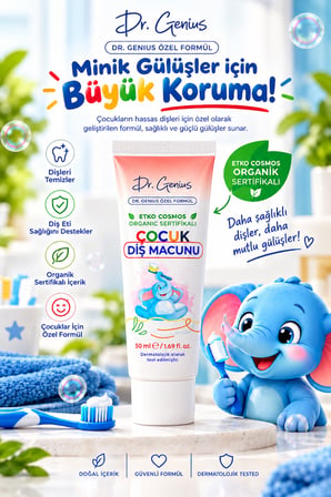 Dr. Genius Özel Formül Organik Sertifikalı Çocuk Diş Macunu - 50ml