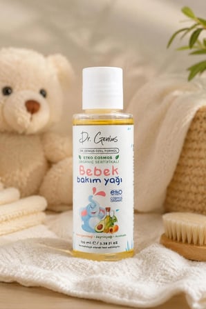 %100 Organik Dr Genius Ozel Formul Bebek Bakim Yagi 100 Ml