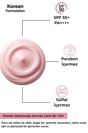 ton eşitleyici yüksek korumalı güneş kremi tone-up pink 50 ml