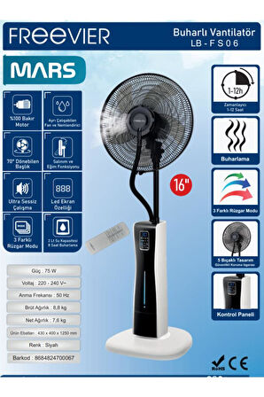 Mars LB-FS06 Beyaz Buharlı Vantilatör