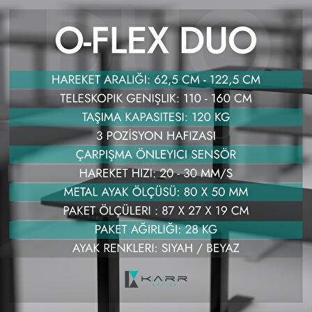 O-Flex Duo Çift Motorlu Elektrikli Yükseklik Ayarlı Masa - 120x60 - Antrasit