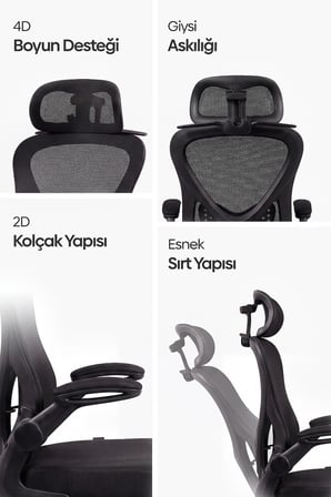 Oslo Siyah Ergonomik Çalışma Sandalyesi 