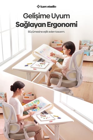 Lora Ergonomik Çocuk Çalışma Sandalyesi - Krem