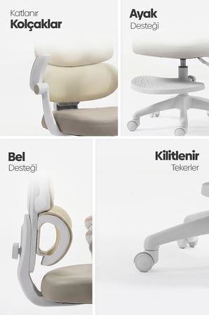 Lora Ergonomik Çocuk Çalışma Sandalyesi - Krem