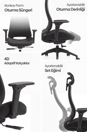 Lizbon Ergonomik Çalışma Koltuğu - Siyah