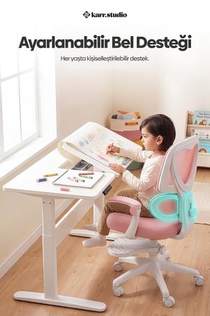 Lora Ergonomik Çocuk Çalışma Sandalyesi - Pembe