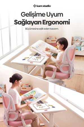 Lora Ergonomik Çocuk Çalışma Sandalyesi - Pembe
