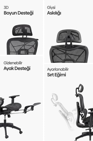 Odessa Fonksiyonel Çalışma Koltuğu - Siyah