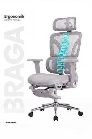 Braga Ergonomik Çalışma Koltuğu - Gri
