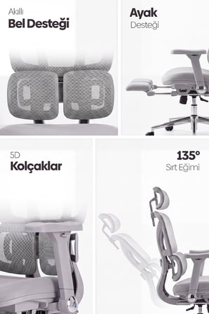 Braga Ergonomik Çalışma Koltuğu - Gri