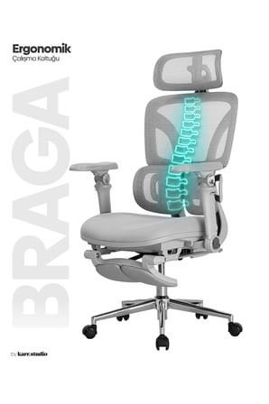 Braga Ergonomik Çalışma Koltuğu - Gri
