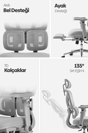 Braga Ergonomik Çalışma Koltuğu - Gri