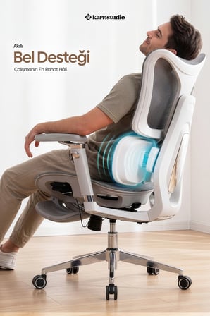Okawa Titreşimli Masaj Destekli Ergonomik Çalışma Koltuğu - Gri