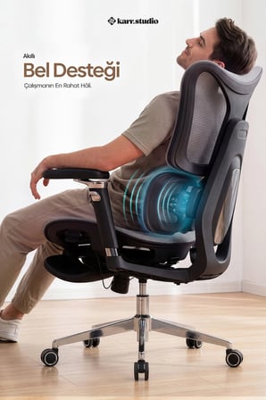 Okawa Titreşimli Masaj Destekli Ergonomik Çalışma Koltuğu - Siyah