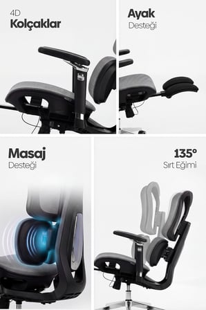 Okawa Titreşimli Masaj Destekli Ergonomik Çalışma Koltuğu - Siyah