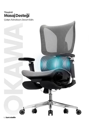 Okawa Titreşimli Masaj Destekli Ergonomik Çalışma Koltuğu - Siyah