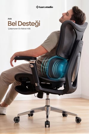 Okawa Titreşimli Masaj Destekli Ergonomik Çalışma Koltuğu - Siyah