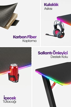 Thunder RGB Aydınlatmalı Oyuncu Masası