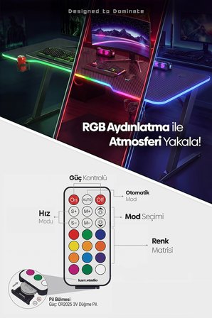 Thunder RGB Aydınlatmalı Oyuncu Masası