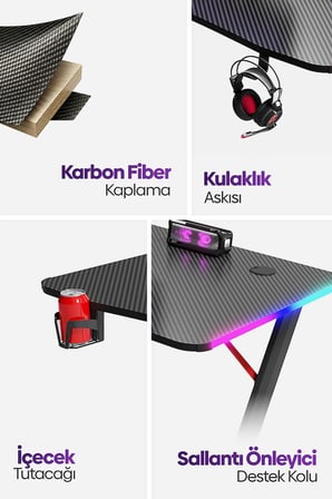 Spark RGB Aydınlatmalı Oyuncu Masası