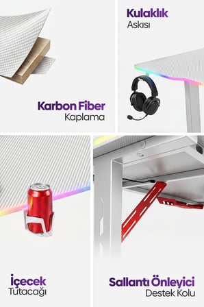 Ion RGB Aydınlatmalı Oyuncu Masası