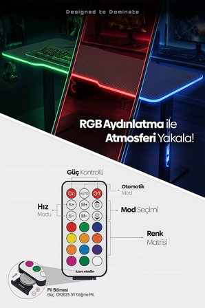Ion RGB Aydınlatmalı Oyuncu Masası