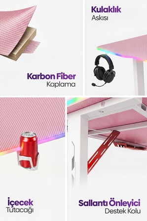 Ion RGB Aydınlatmalı Oyuncu Masası