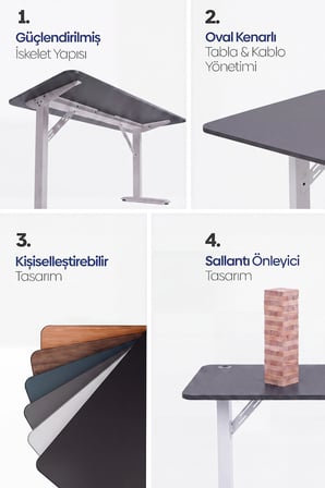 Firmus Dayanıklı Çalışma Masası - 120x60 - Antrasit - B
