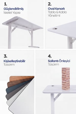 Firmus Dayanıklı Çalışma Masası - 140x70 - Beyaz - B