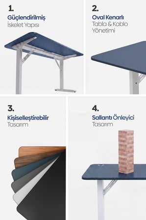 Firmus Dayanıklı Çalışma Masası - 160x80 - Pasifik Mavi - B