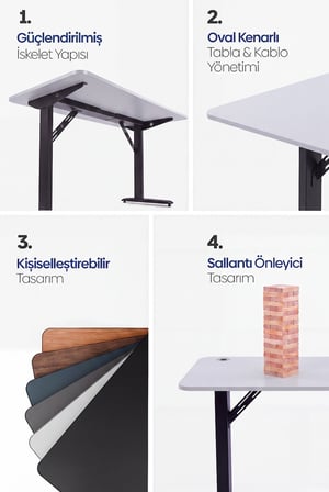 Firmus Dayanıklı Çalışma Masası - 160x80 - Beyaz - S