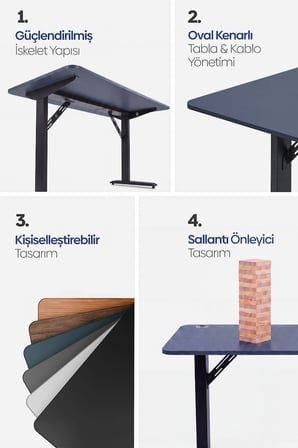 Firmus Dayanıklı Çalışma Masası - 160x80 - Pasifik Mavi - S