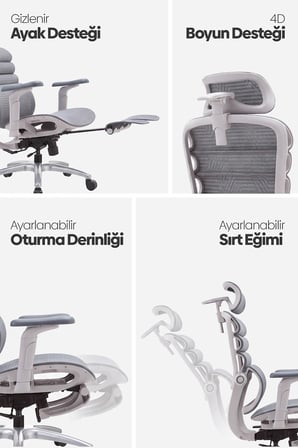 Rosso Ergonomik Çalışma Koltuğu - Gri