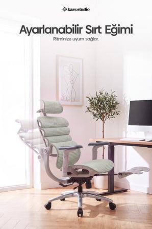 Rosso Ergonomik Çalışma Koltuğu - Su Yeşili