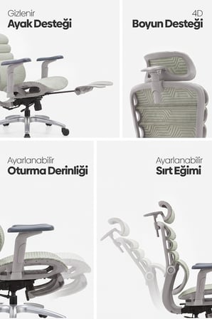 Rosso Ergonomik Çalışma Koltuğu - Su Yeşili