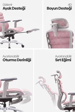 Rosso Ergonomik Çalışma Koltuğu - Pembe