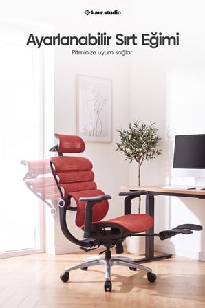 Rosso Ergonomik Çalışma Koltuğu - Kırmızı