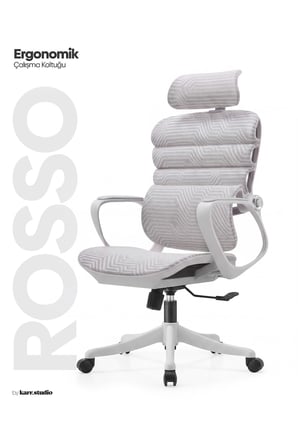 Rosso Ergonomik Çalışma Koltuğu - Sabit Kolçak - Beyaz