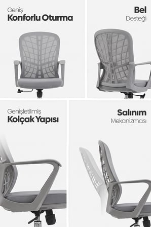 Tiran 3. Nesil Sekreter Koltuğu - Gri