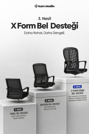 Tiran 3. Nesil Sekreter Koltuğu - Siyah