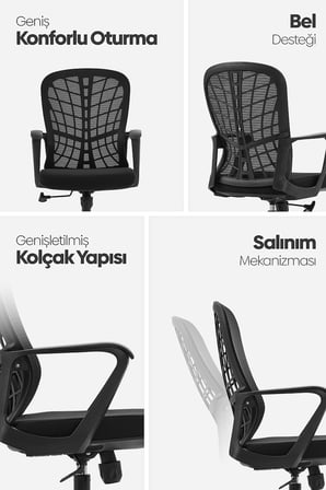 Tiran 3. Nesil Sekreter Koltuğu - Siyah